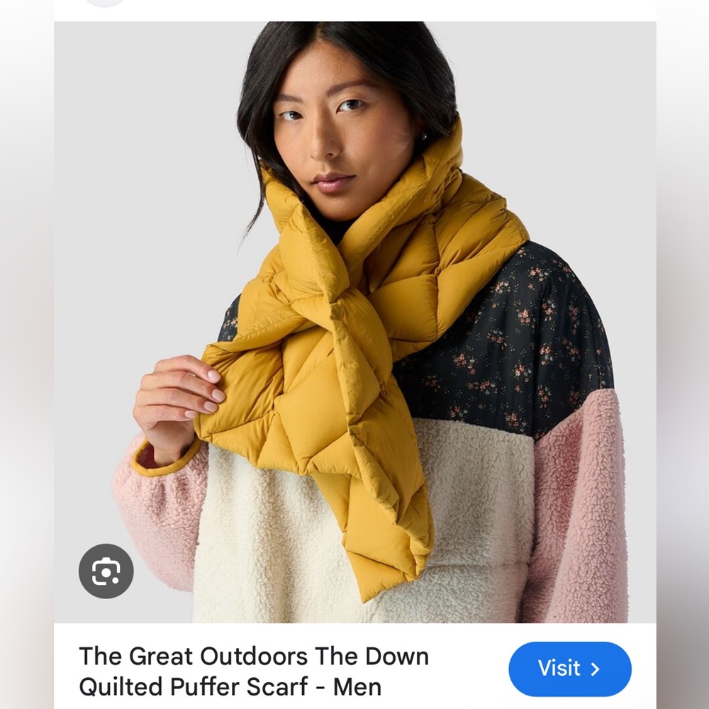 Mustard Quilted Puffer Scarf